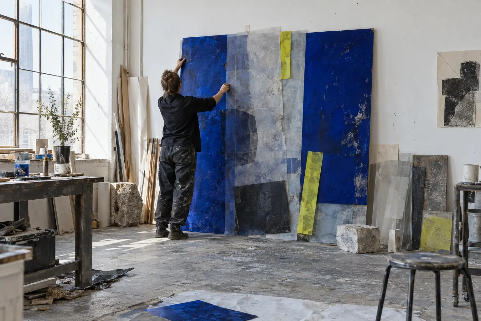 Mara Voss working in her studio